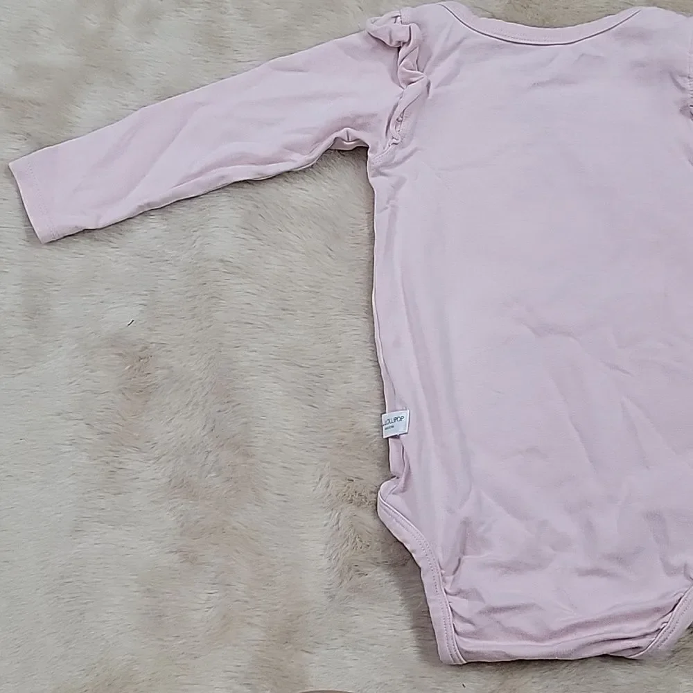 LOULOU LOLLIPOP PINK LONG-SLEEVE BODYSUIT, SIZE 6-12 MONTHS